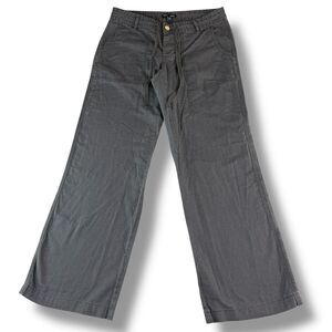 Vintage Grey Gap Linen Blend Low Rise Flare Bottom Drawstring Waist Pants Size 2